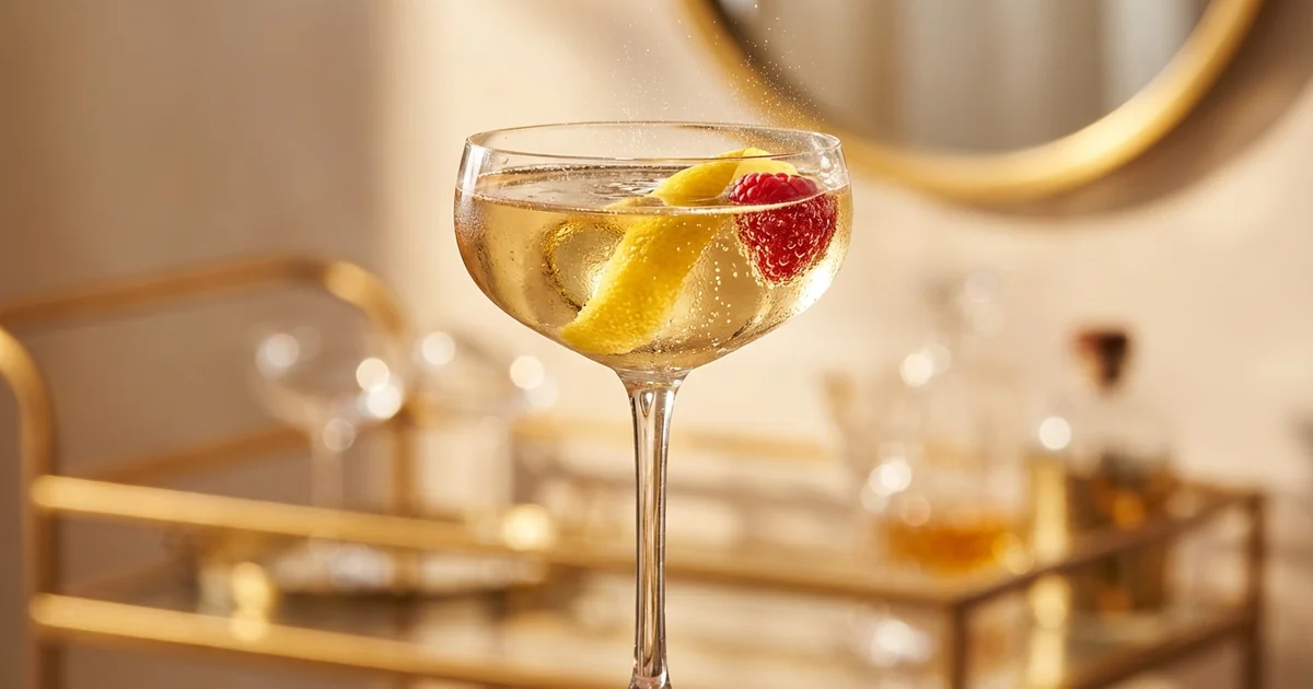 Elegant champagne cocktail with bubbles in sophisticated celebration setting