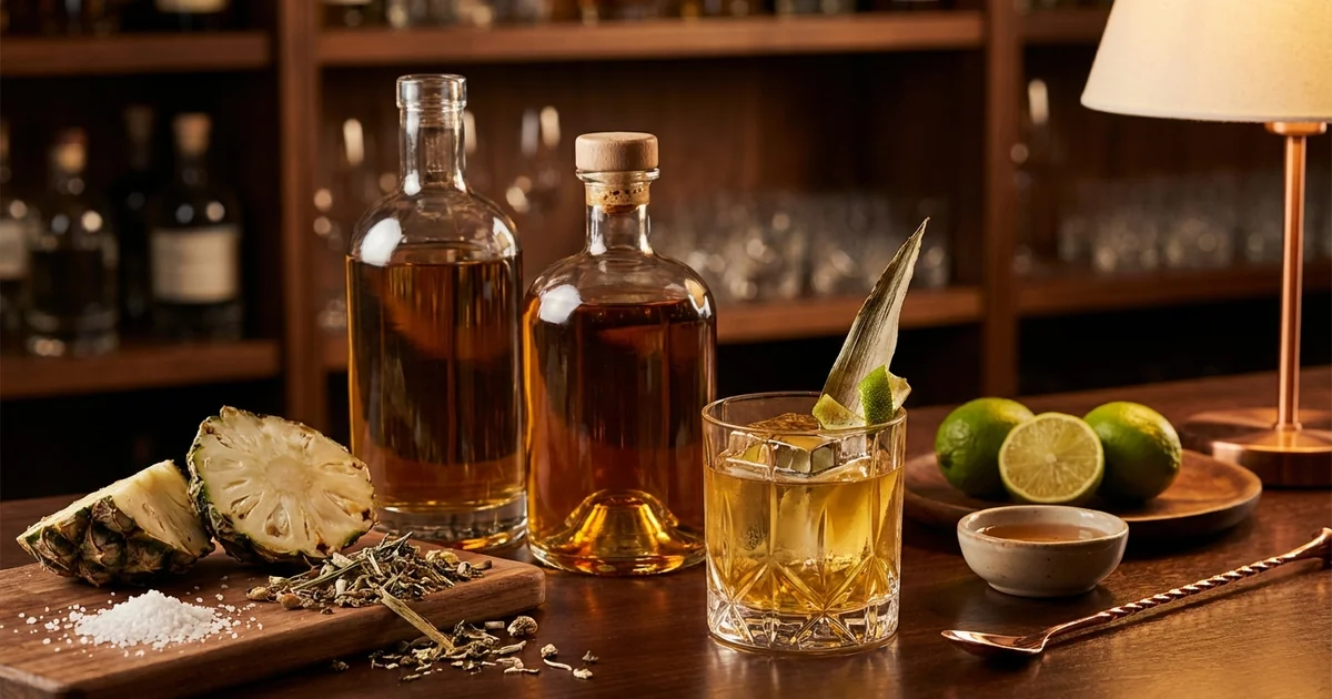 Collection of premium tequila spirits with crafted cocktail